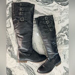 Steve Madden Knee High Black Leather Riding Boots Women's Size 8.5